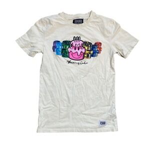 Wedding Cake‎ Wake Bake Graphic T Shirt Short Sleeve Cream Size Small